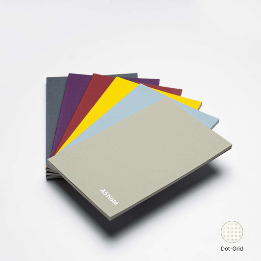 A5 Note Dot Grid by Roda In 6 Color Set. Colour Collection. 64 Pages. Rodanotes / Roda Notes